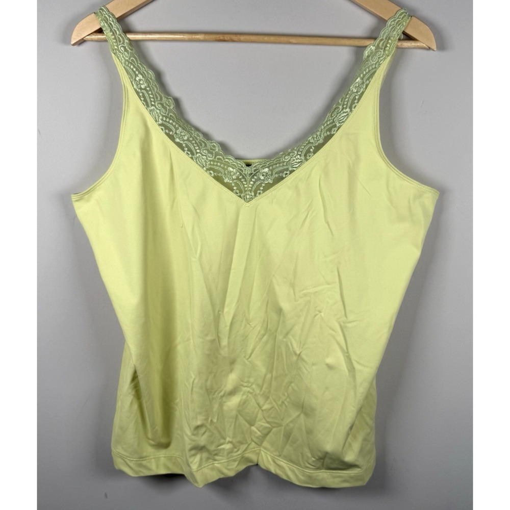 Chico's Size 3 XL Lace Trim Camisole Tank Top Chartreuse Green Y2K Boho